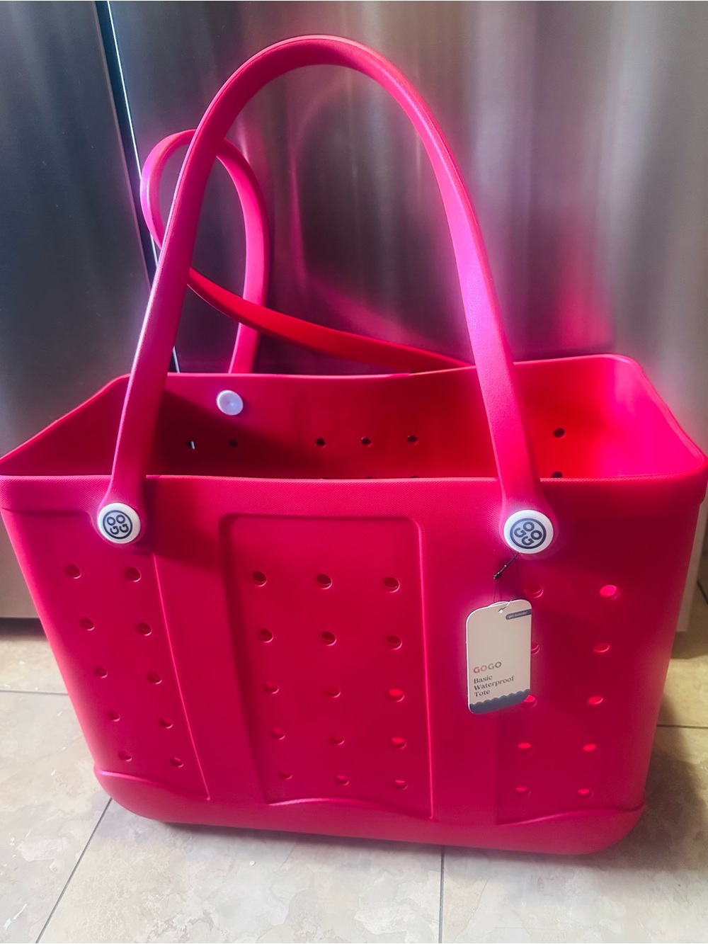 GOGO✨❤️❤️⭐️Patriot Red Rubber Tote Bag